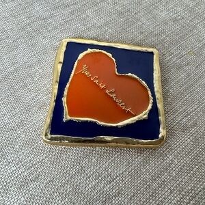 YVES SAINT LAURENT Vintage RARE gold-plated enamel pocket make-up mirror